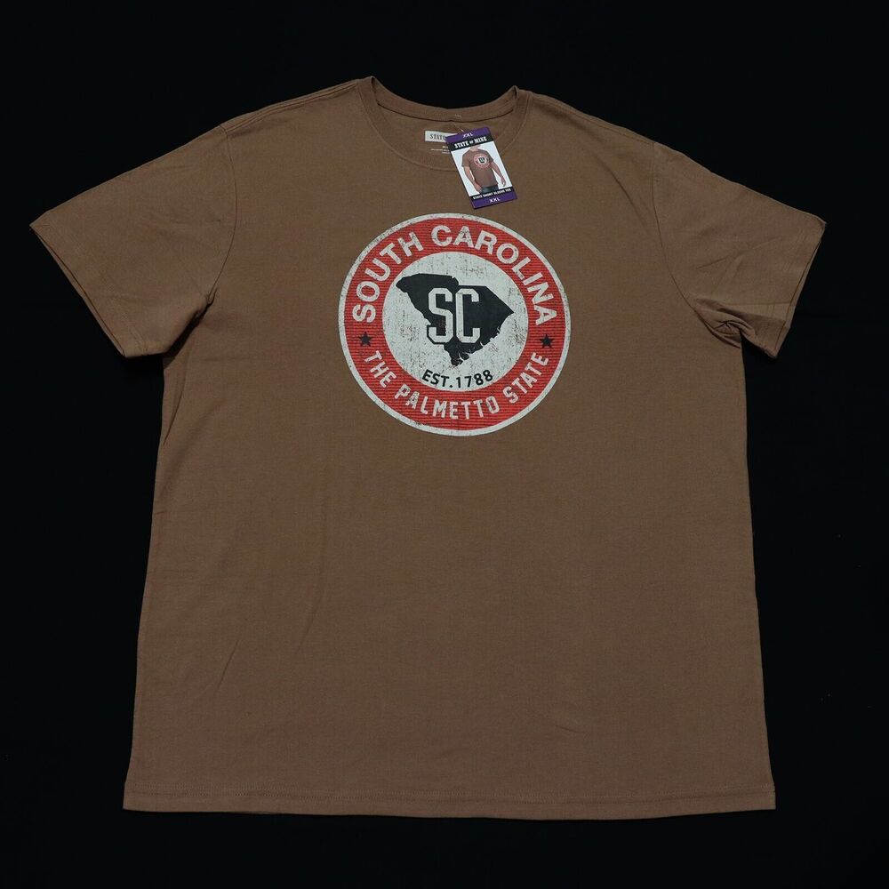 State of Mine Men's XXL SOUTH CAROLINA T-Shirt Short Sleeve Palmetto Brown NEW